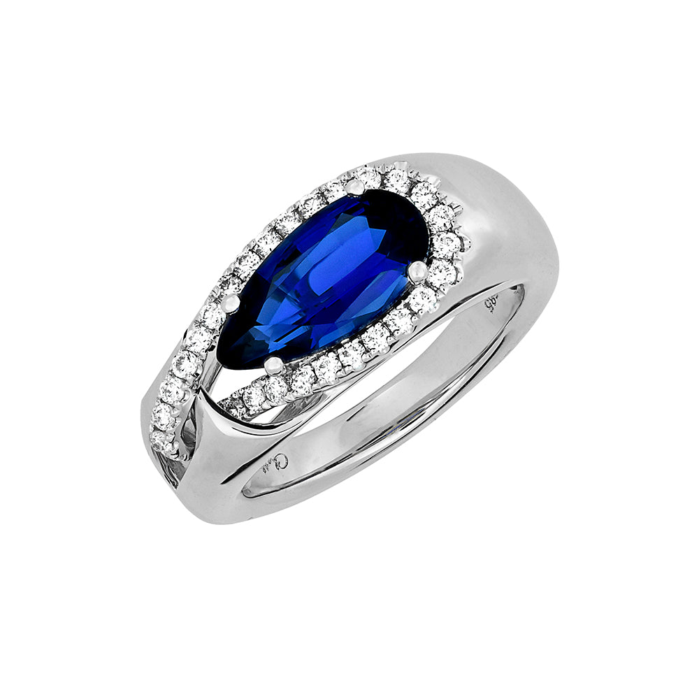 Chatham lab-grown blue sapphire ring, style CR14278WBS
