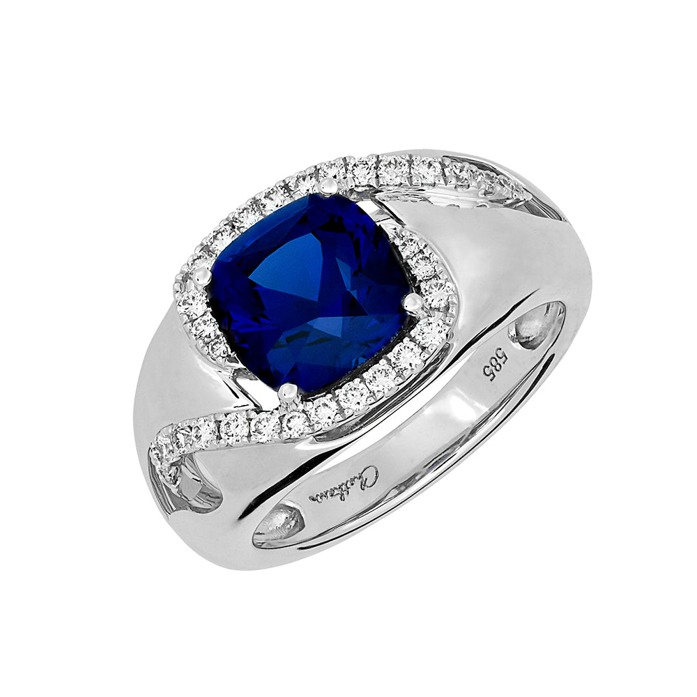 Chatham lab-grown blue sapphire ring, style CR14279WBS