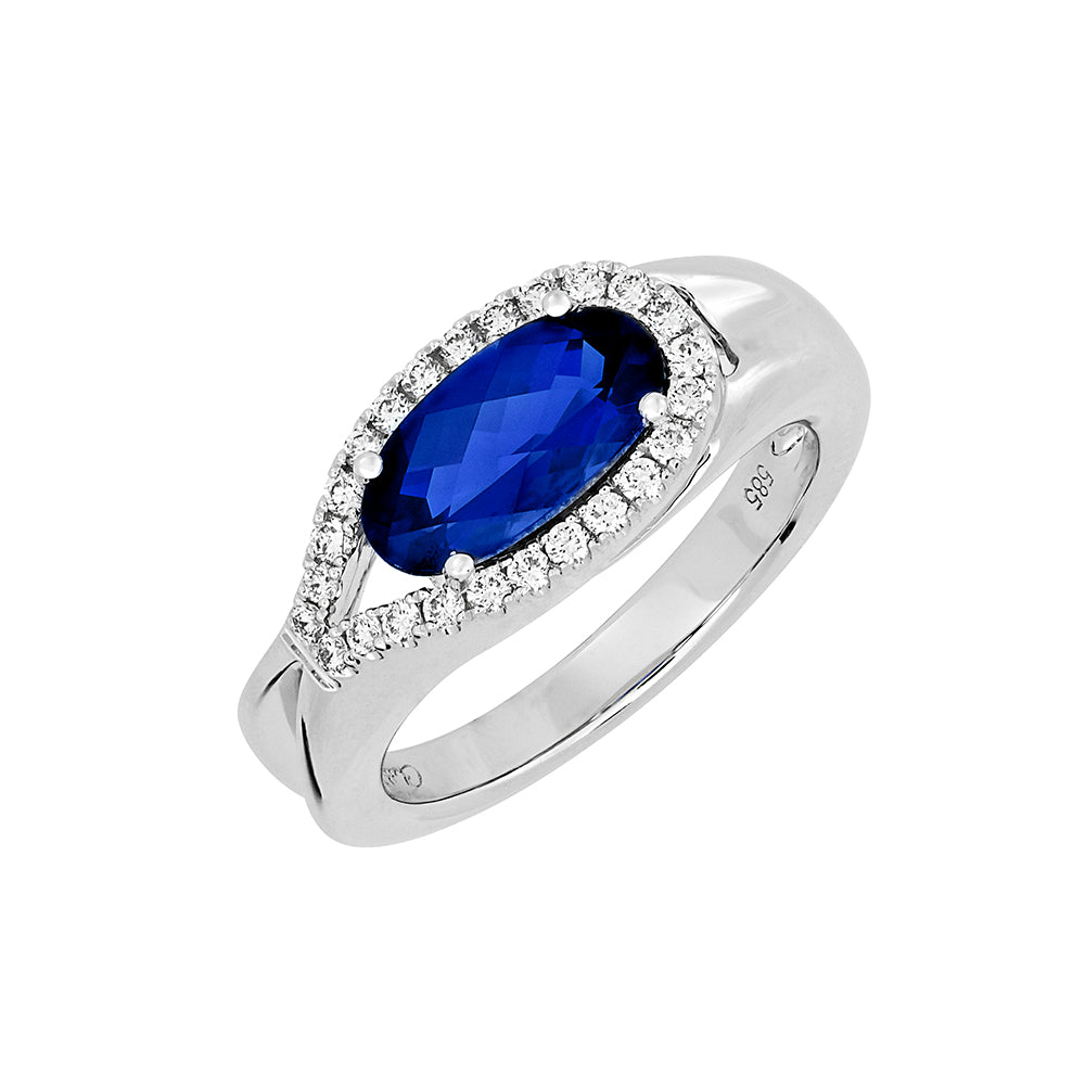 Chatham lab-grown blue sapphire ring, style CR14283WBS