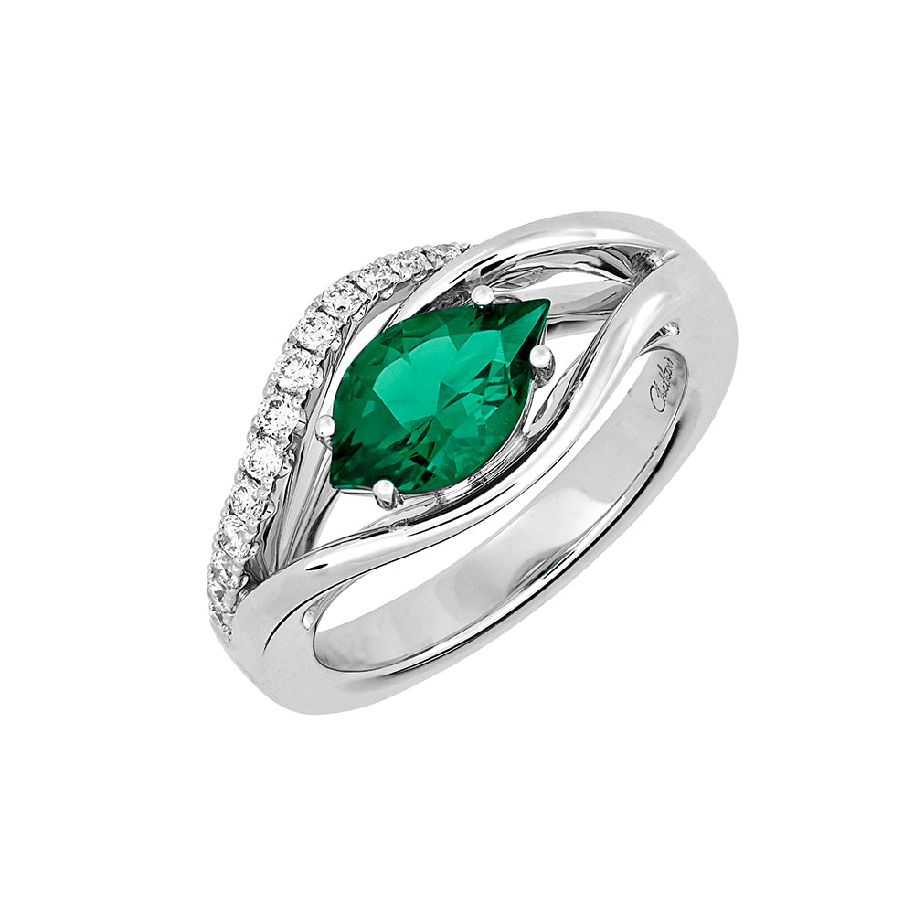 Chatham lab-grown emerald ring, style CR14285WEM