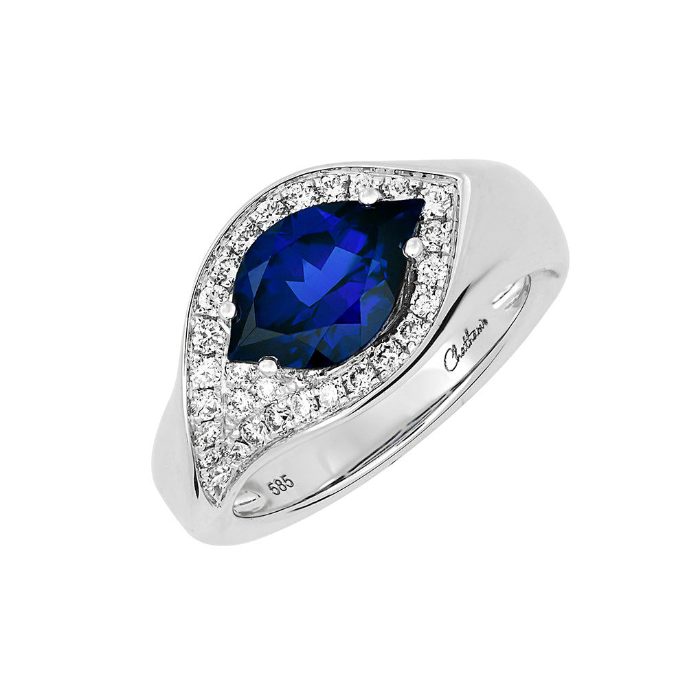 Chatham lab-grown blue sapphire ring, style CR14289WBS