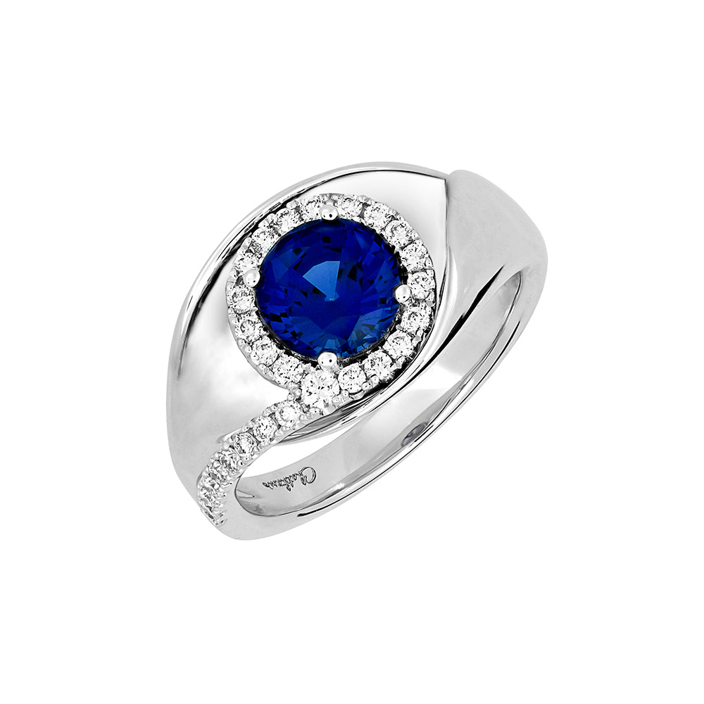 Chatham lab-grown blue sapphire ring, style CR14294WBS