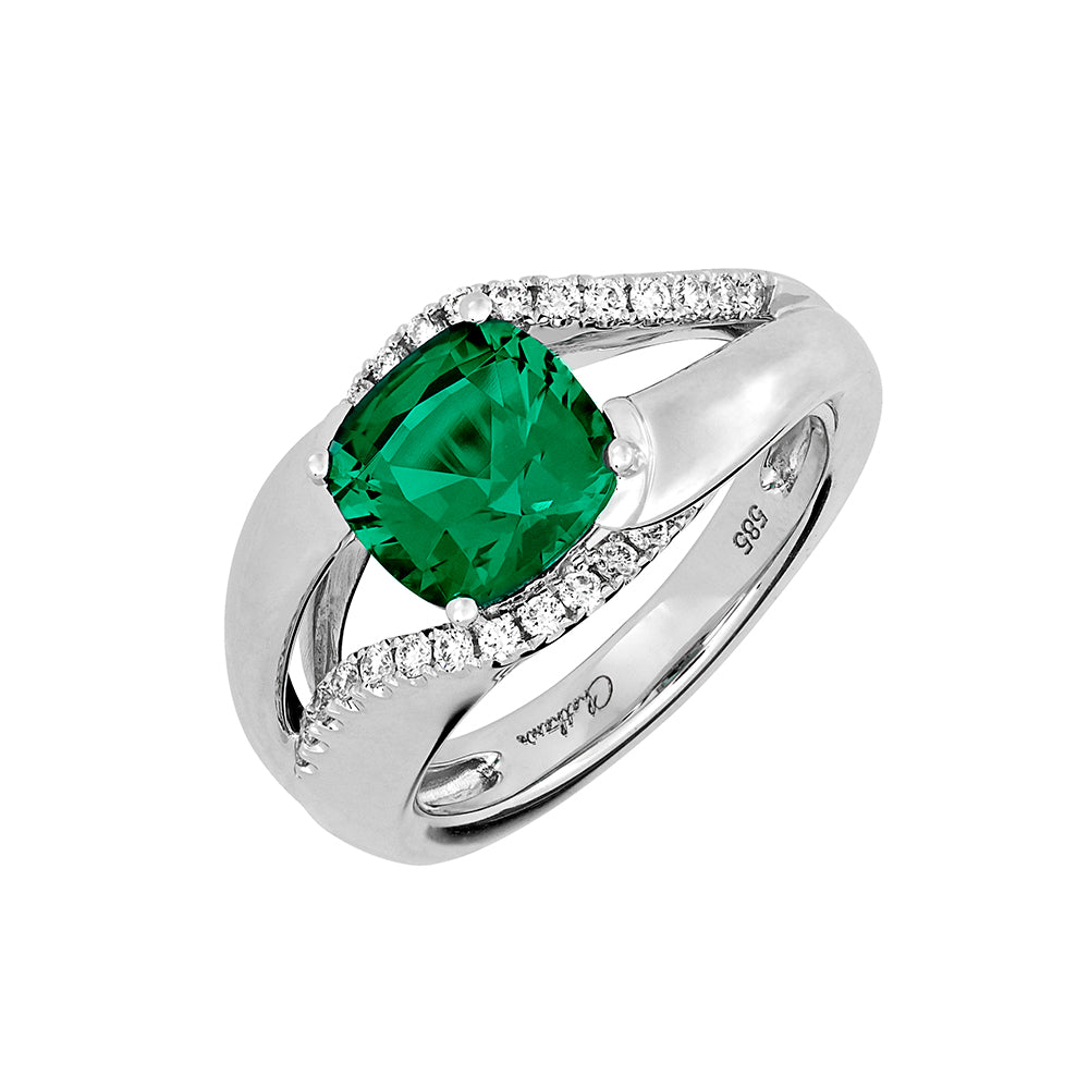 Chatham lab-grown emerald ring, style CR14297WEM