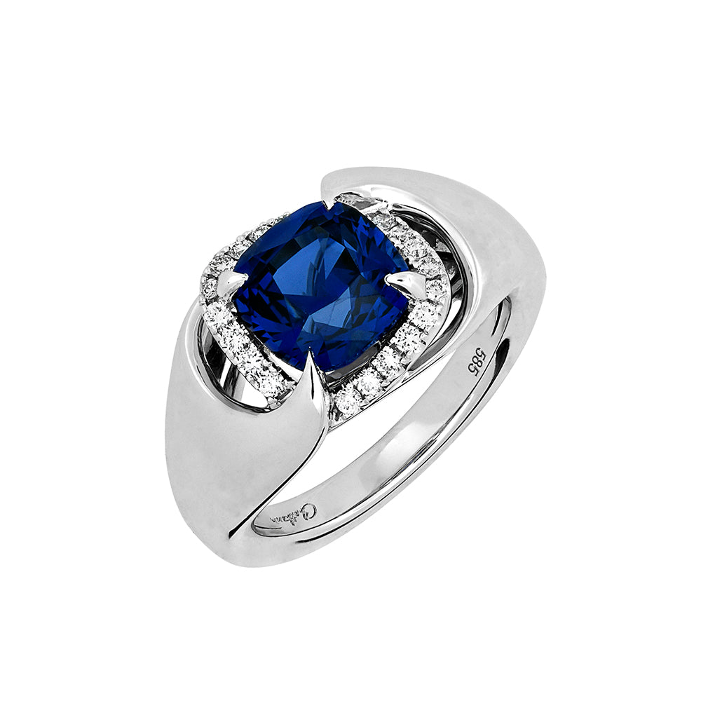 Chatham lab-grown blue sapphire ring, style CR14301WBS