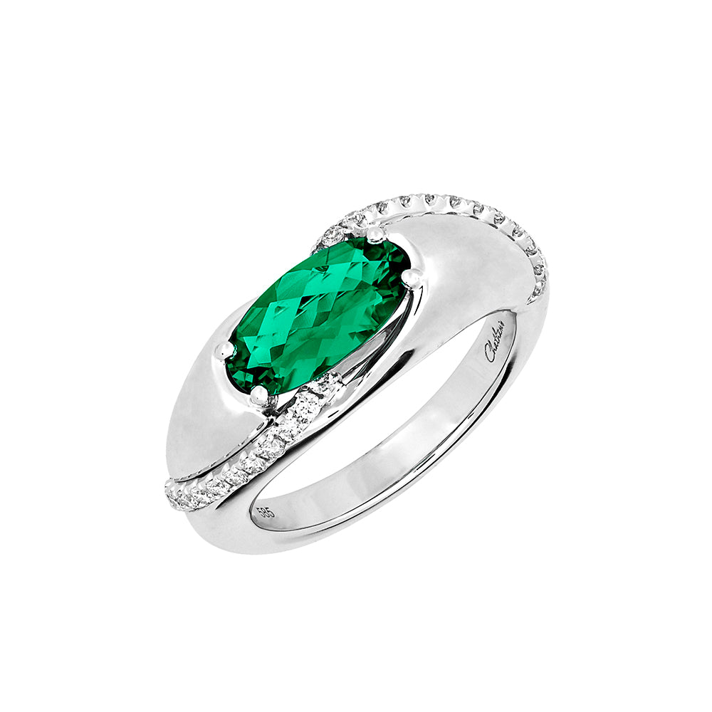 Chatham lab-grown emerald ring, style CR14308WEM