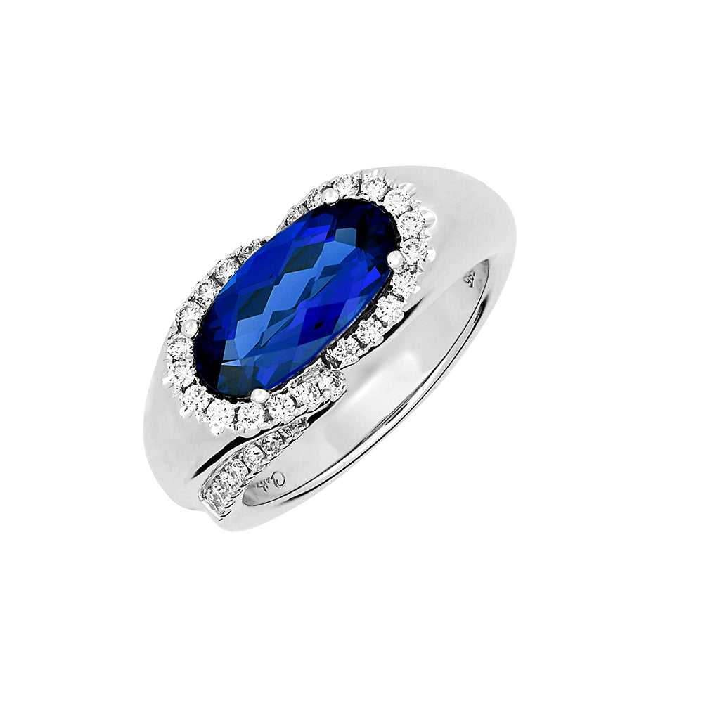 Chatham lab-grown blue sapphire ring, style CR14309WBS