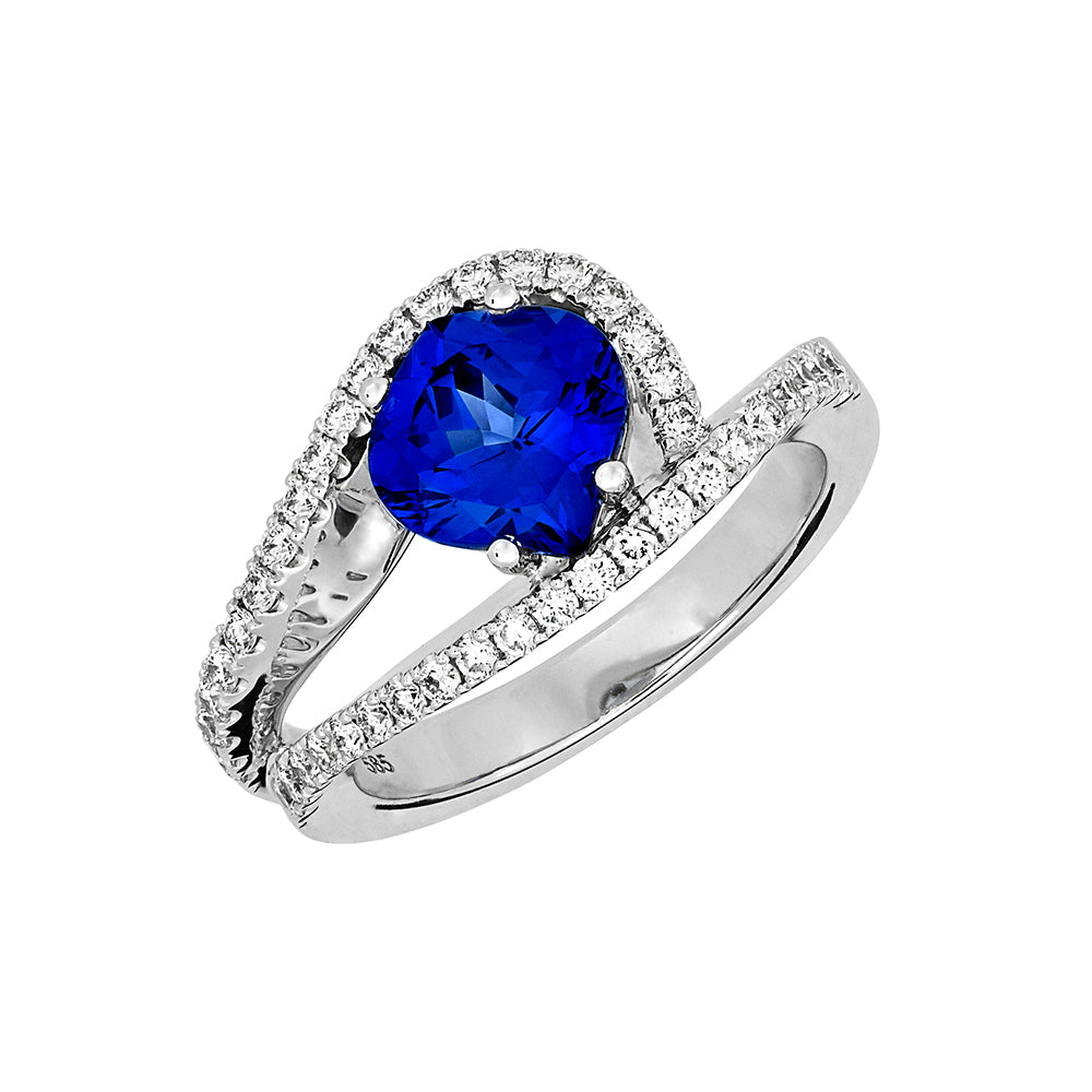 Chatham lab-grown blue sapphire ring, style CR14311WBS