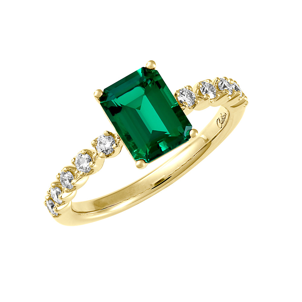 Chatham lab-grown emerald ring, style CR14568YEM