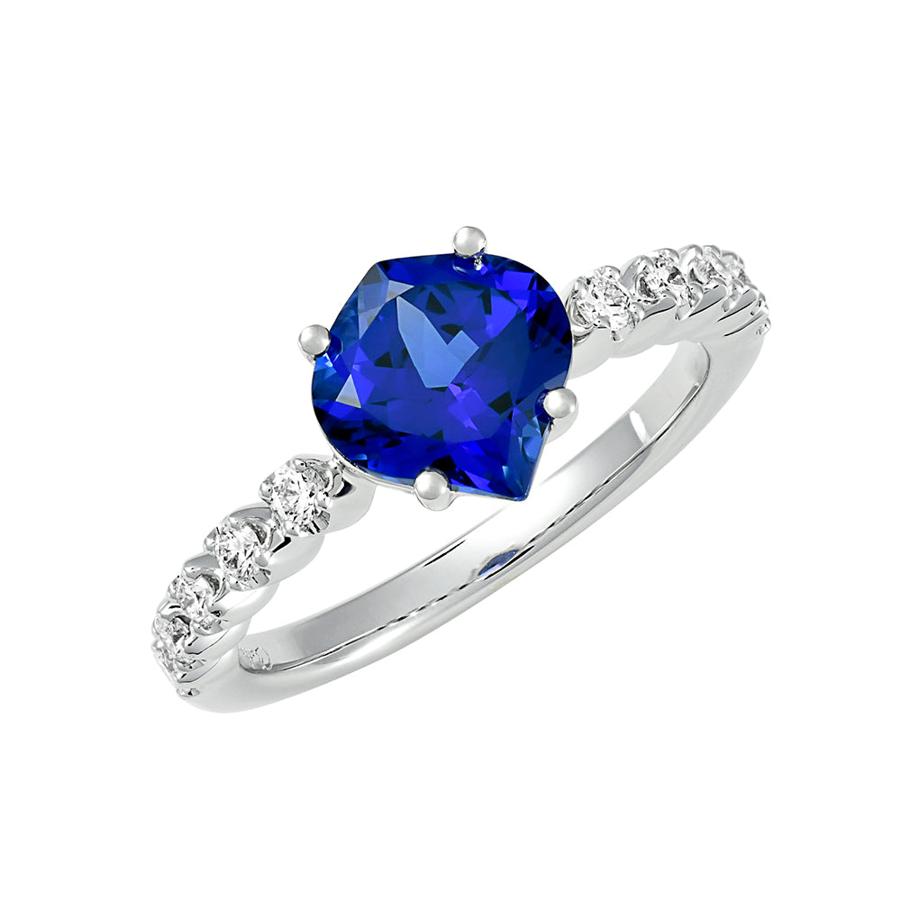 Chatham lab-grown blue sapphire ring, style CR14570WBS