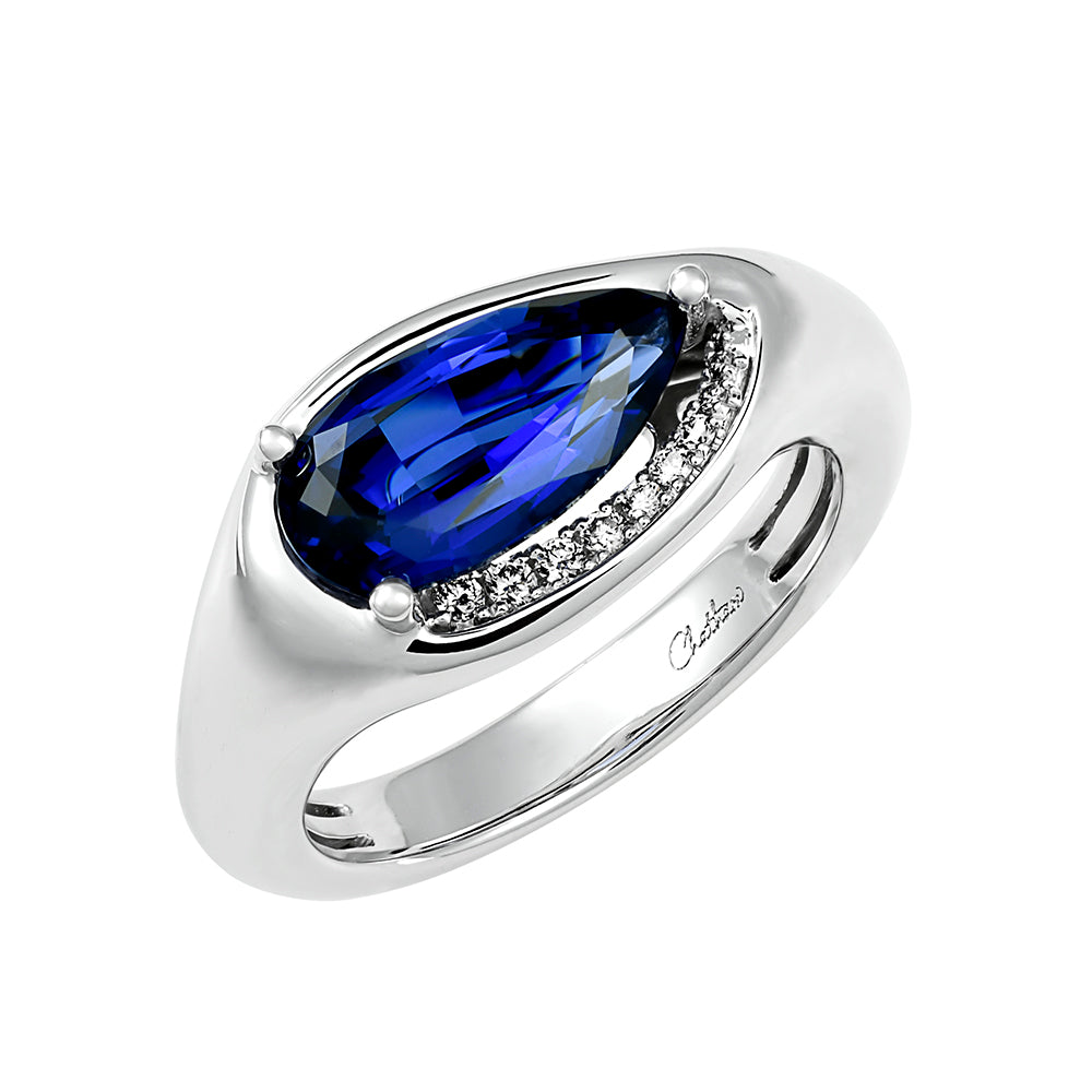Chatham lab-grown blue sapphire ring, style CR14571WBS