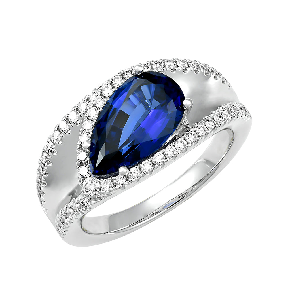 Chatham lab-grown blue sapphire ring, style CR14574WBS