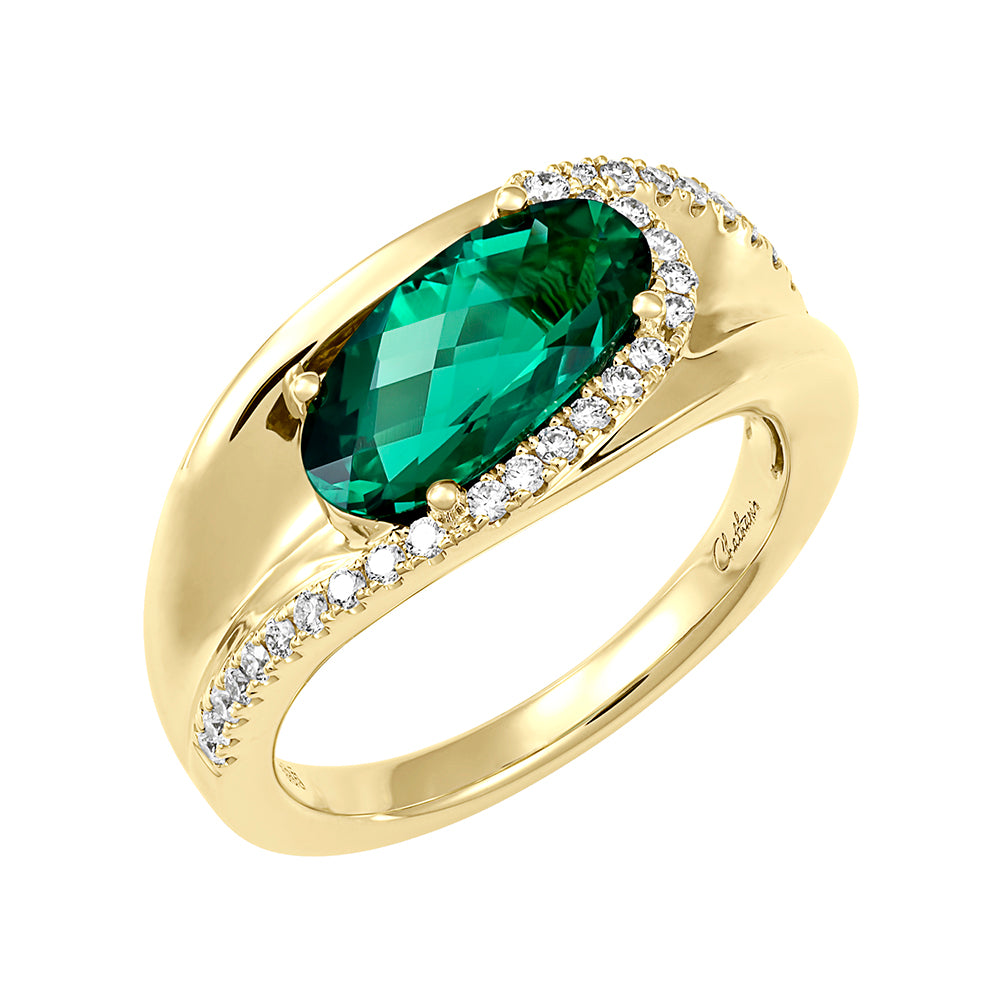 Chatham lab-grown emerald ring, style CR14575YEM