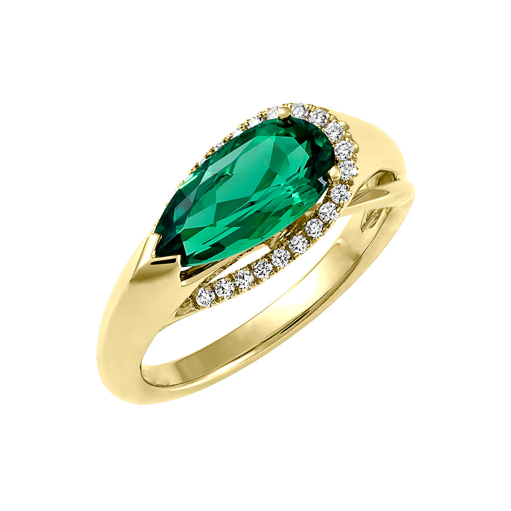 Chatham lab-grown emerald ring, style CR14579YEM