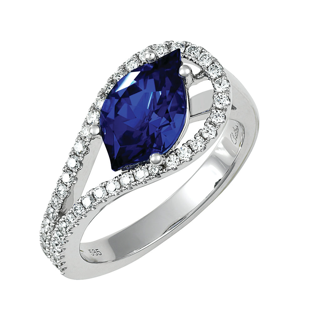 Chatham lab-grown blue sapphire ring, style CR14586WBS