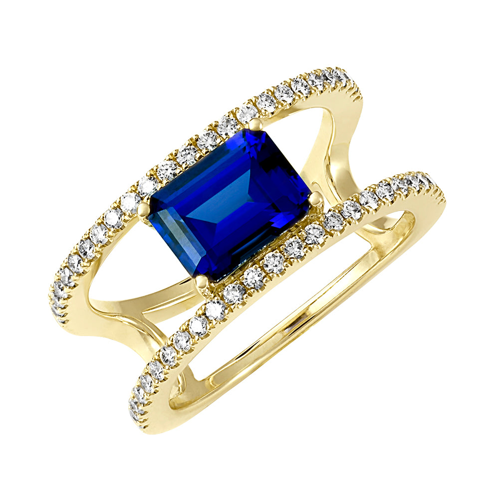 Chatham lab-grown blue sapphire ring, style CR14835YBS