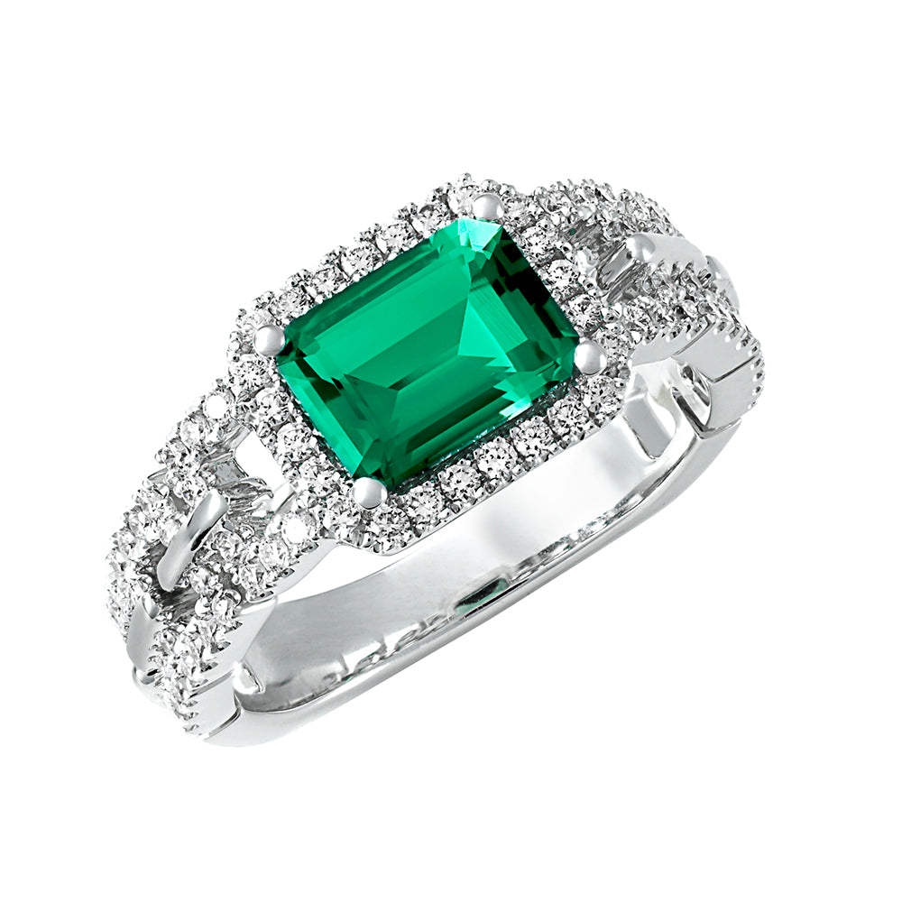 Chatham lab-grown emerald ring, style CR14837WEM
