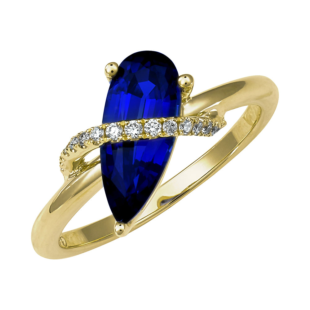Chatham lab-grown blue sapphire ring, style CR14842YBS