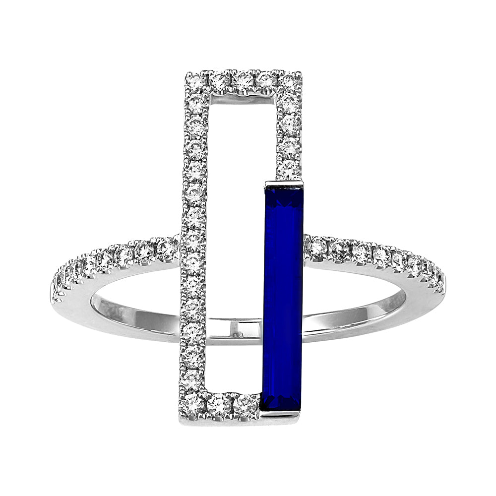 Chatham lab-grown blue sapphire ring, style CR14849WBS