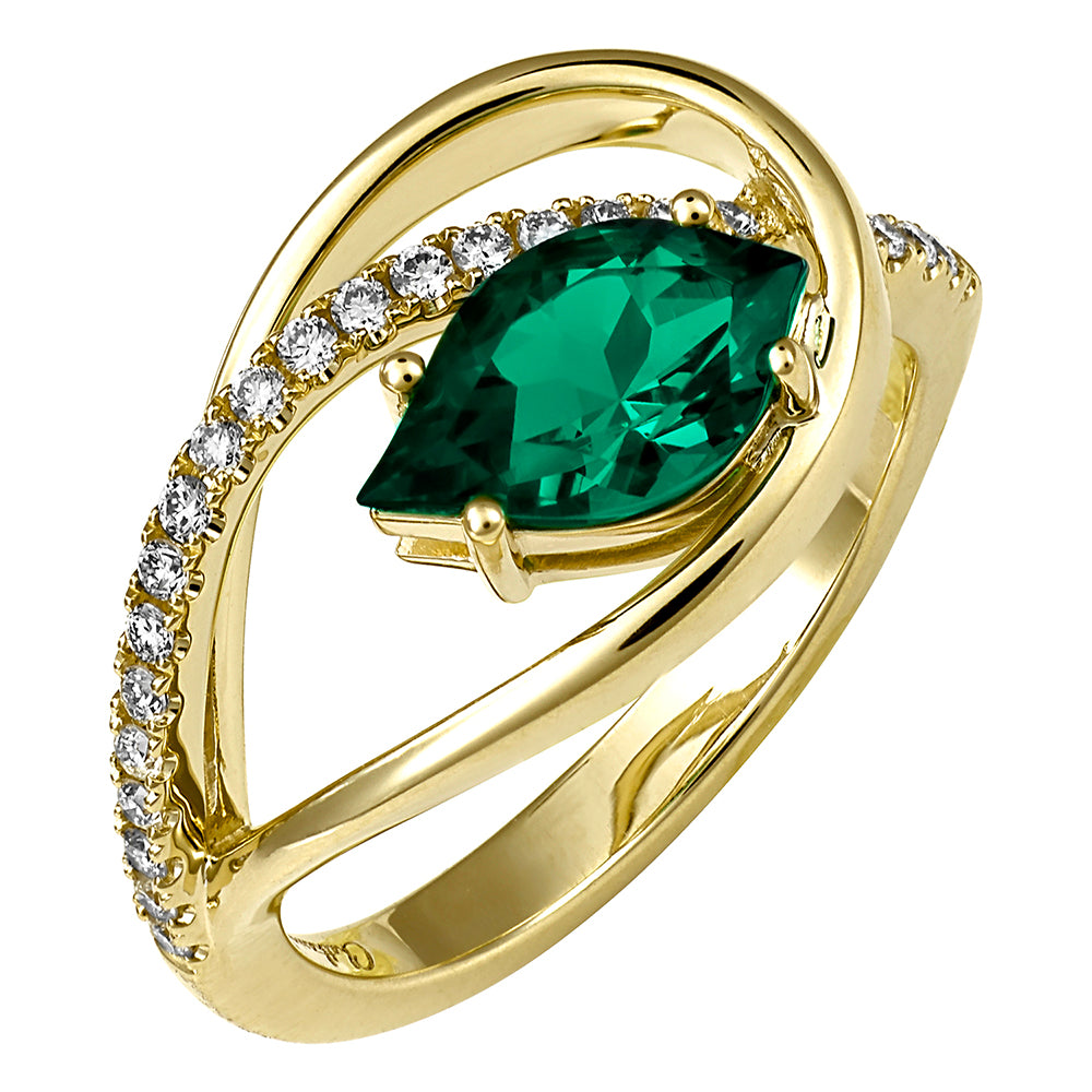 Chatham lab-grown emerald ring, style CR14851YEM