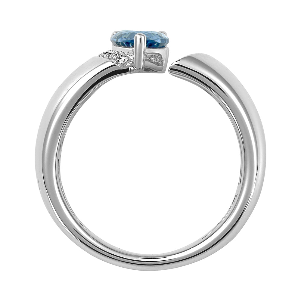 Aqua Blue Spinel Ring – Pear, 14K White Gold, 10x5.5mm, 0.08 ctw diamonds