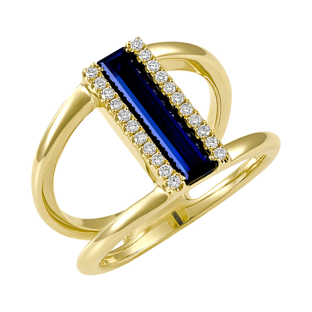 Chatham lab-grown blue sapphire ring, style CR14857YBS