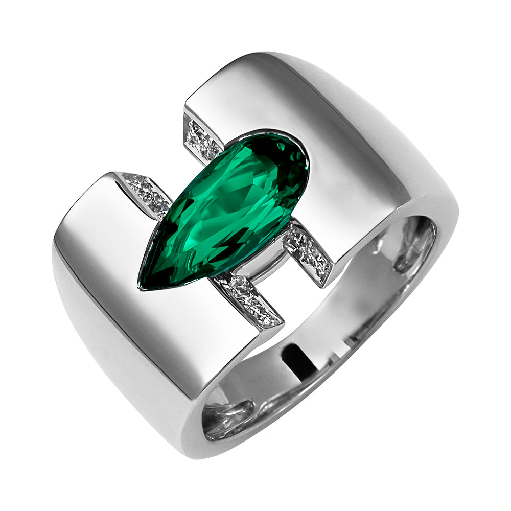 Chatham lab-grown emerald ring, style CR14858WEM