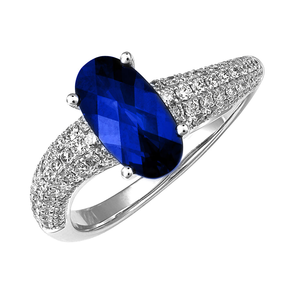 Chatham lab-grown blue sapphire ring, style CR14861WBS