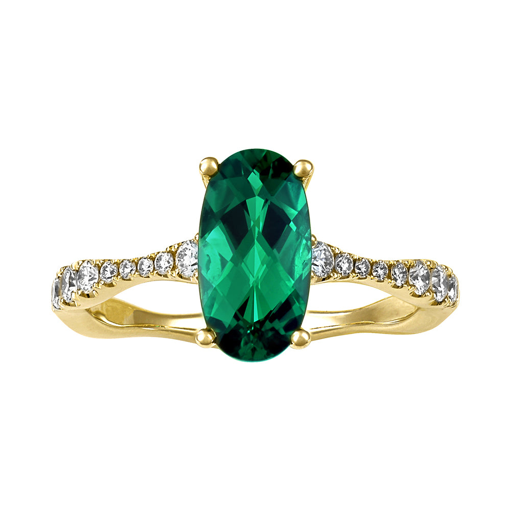 Chatham lab-grown emerald ring, style CR14863YEM