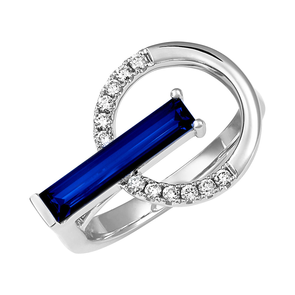 Chatham lab-grown blue sapphire ring, style CR14871WBS