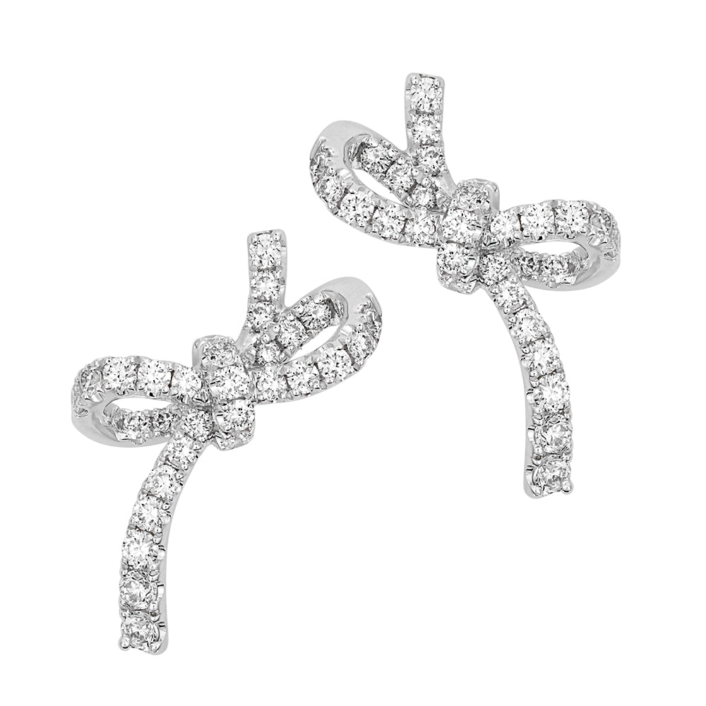 Diamond Bow Earrings 14K Rose Gold / Pair